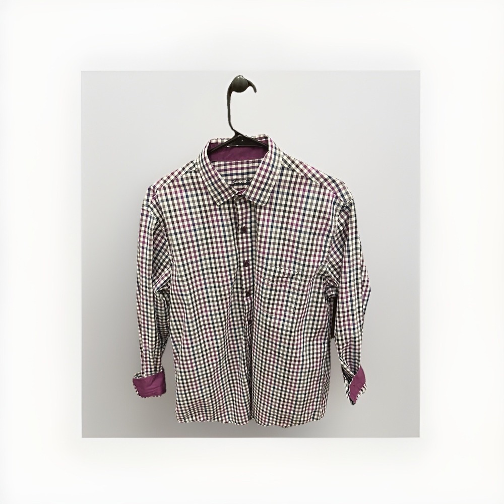Taso Elba‎ Blue And Purple Checked Long Sleeved Shirt.